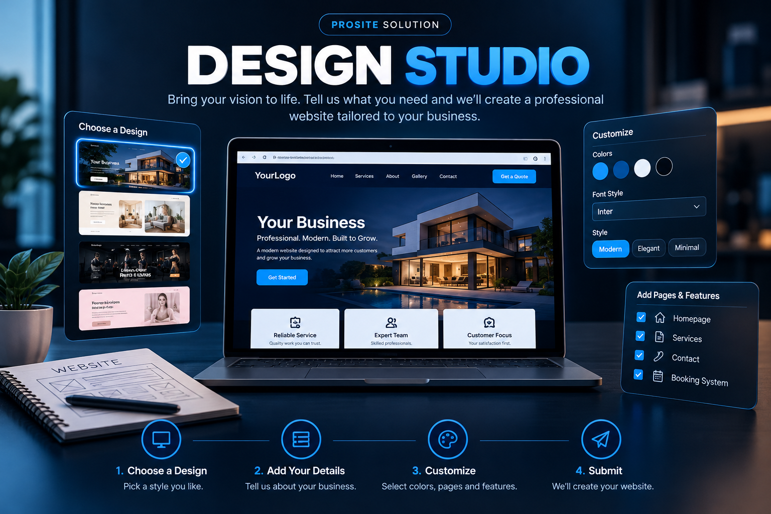 Website design studio preview