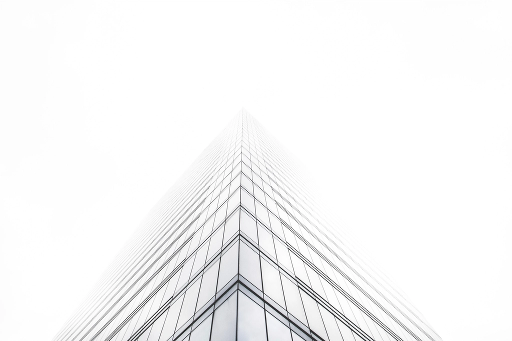 office building glass facade shrouded